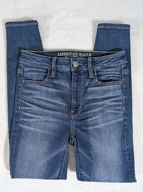 ❤️ 2017 American Eagle Super Hi-Rise Jegging Size 2 Short Dark Wash
